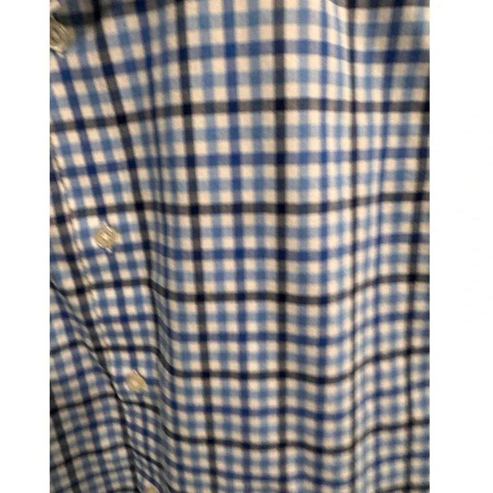 Banana‎ Republic Shirt Mens Medium Grant Fit Blue Gingham Check Stretch Dress